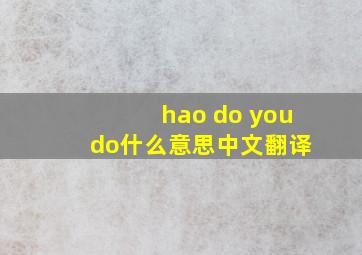 hao do you do什么意思中文翻译